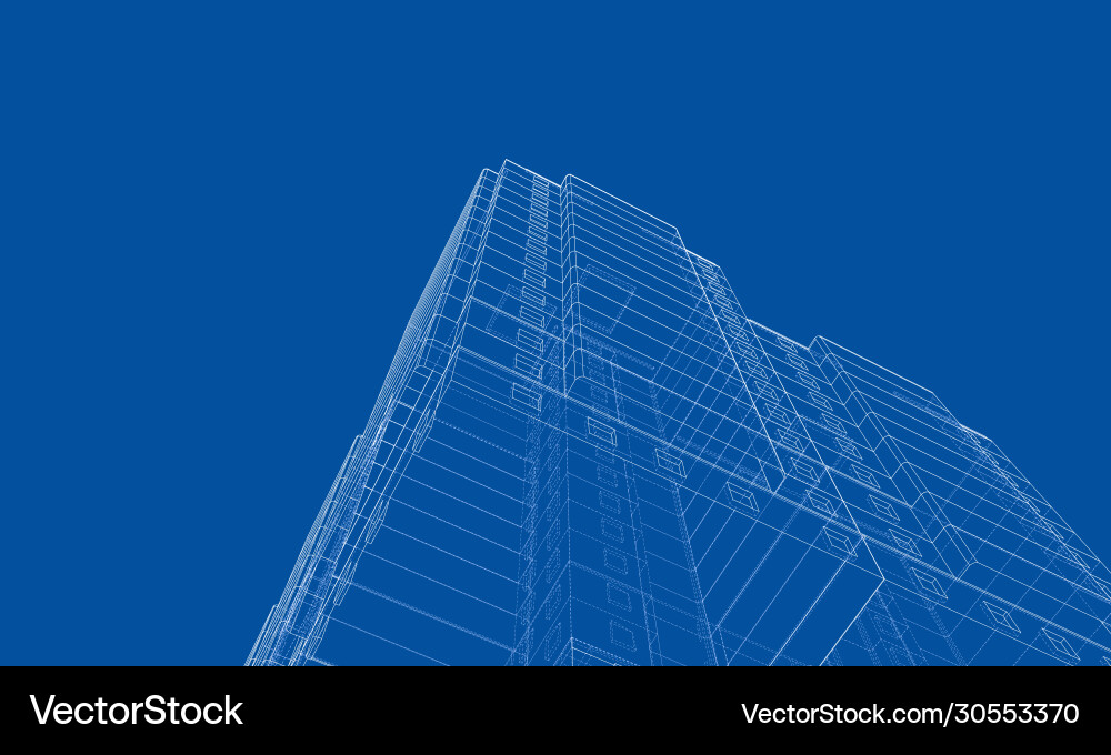 Wire-frame model a multi-storey building Wire-frame model a multi-storey building vector image