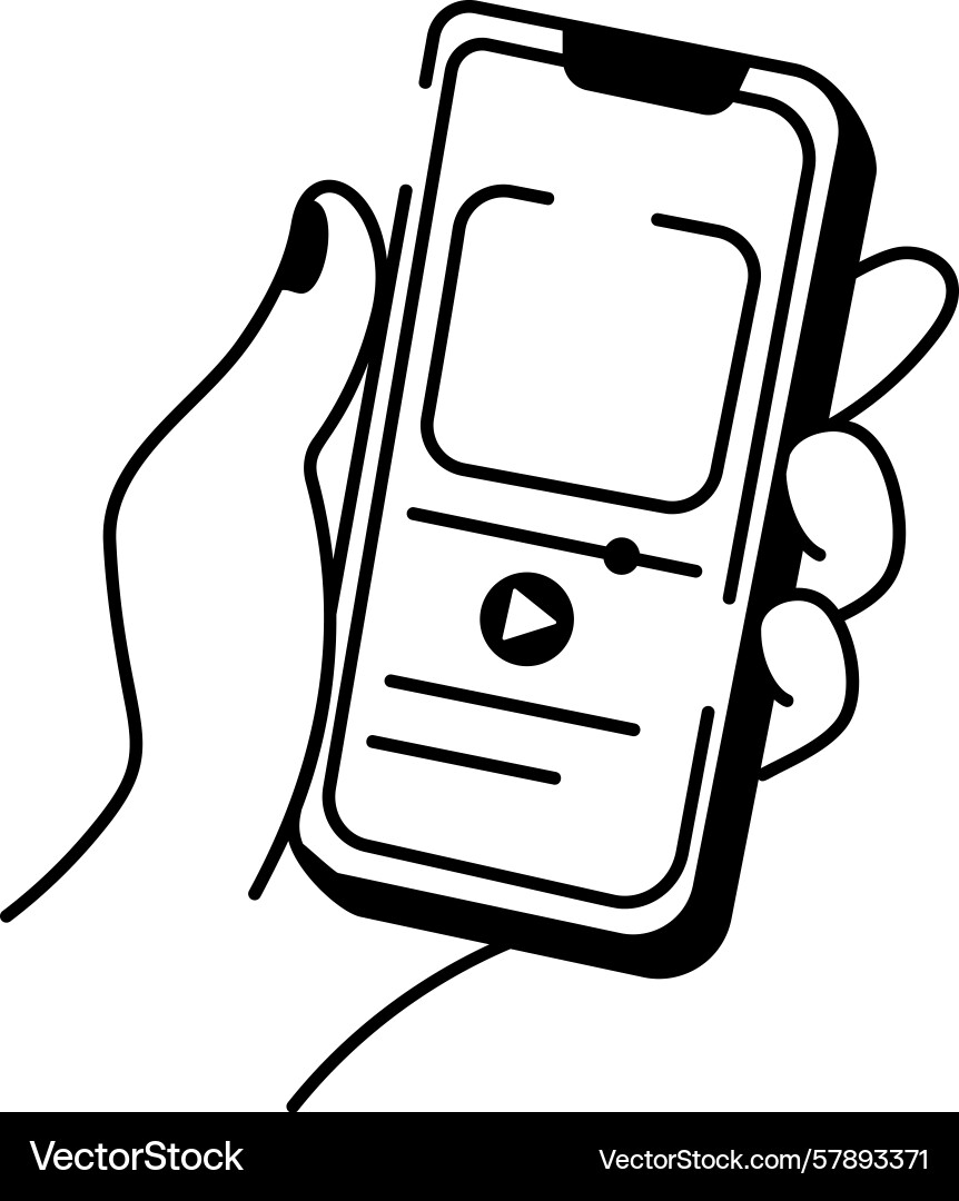 A sketchy style icon representing streaming app Vector Image