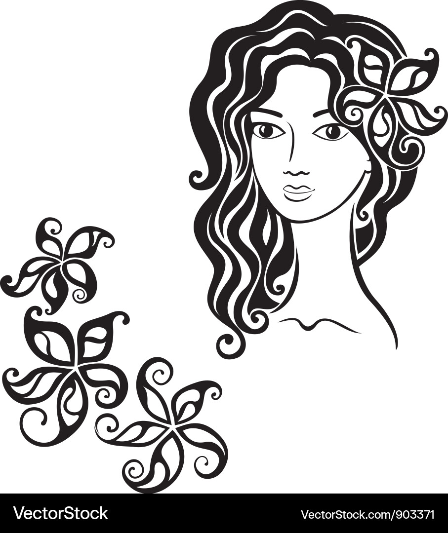 Beautiful girl with flower in her hair vector image