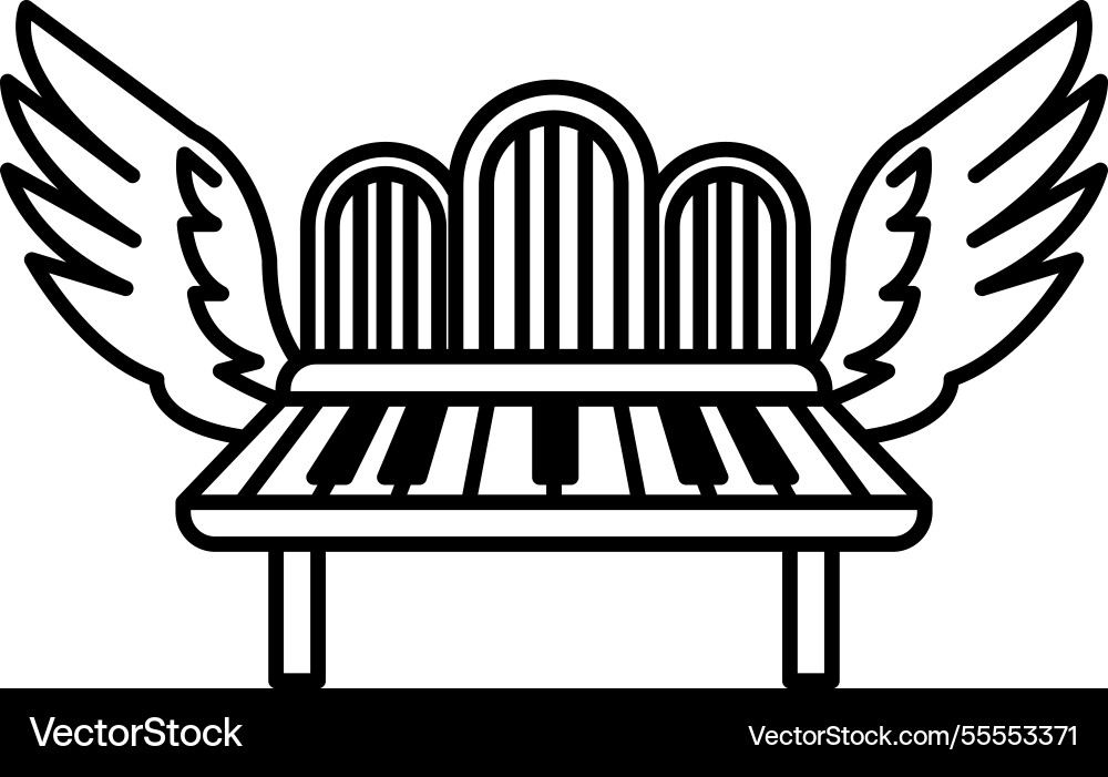 Bench with a keyboard on it and wings top vector image