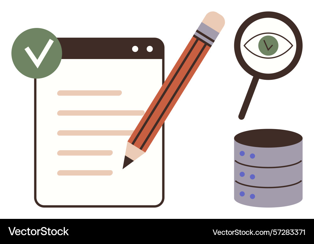 Data intake and analysis concept with checklist Data intake and analysis concept with checklist vector image