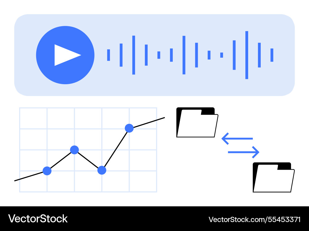 Data sharing audio playback and analytics Data sharing audio playback and analytics vector image