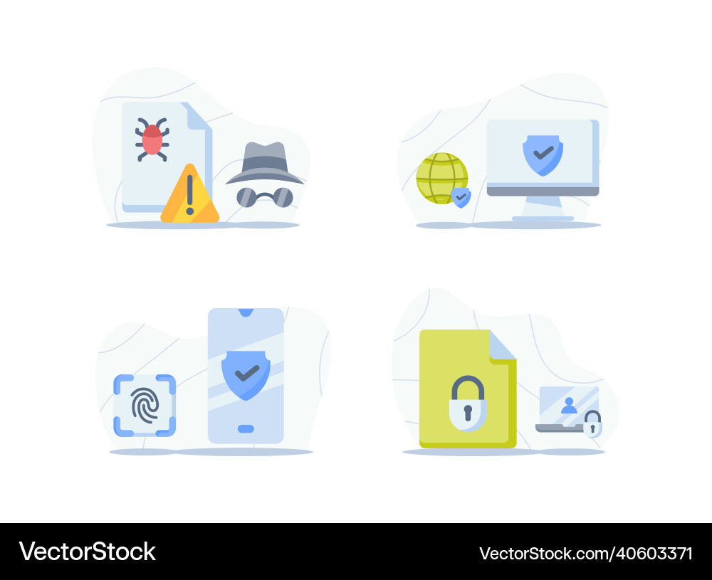 Internet security concept icon set package vector image