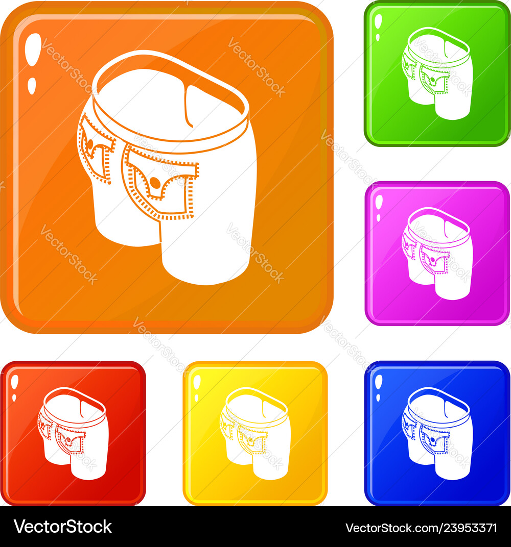 Jeans button icons set color Jeans button icons set color vector image