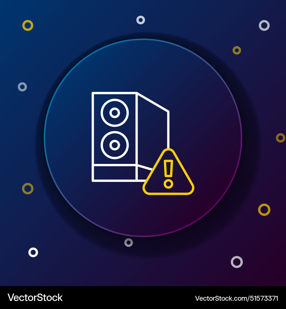 Line case of computer with exclamation mark icon Vector Image