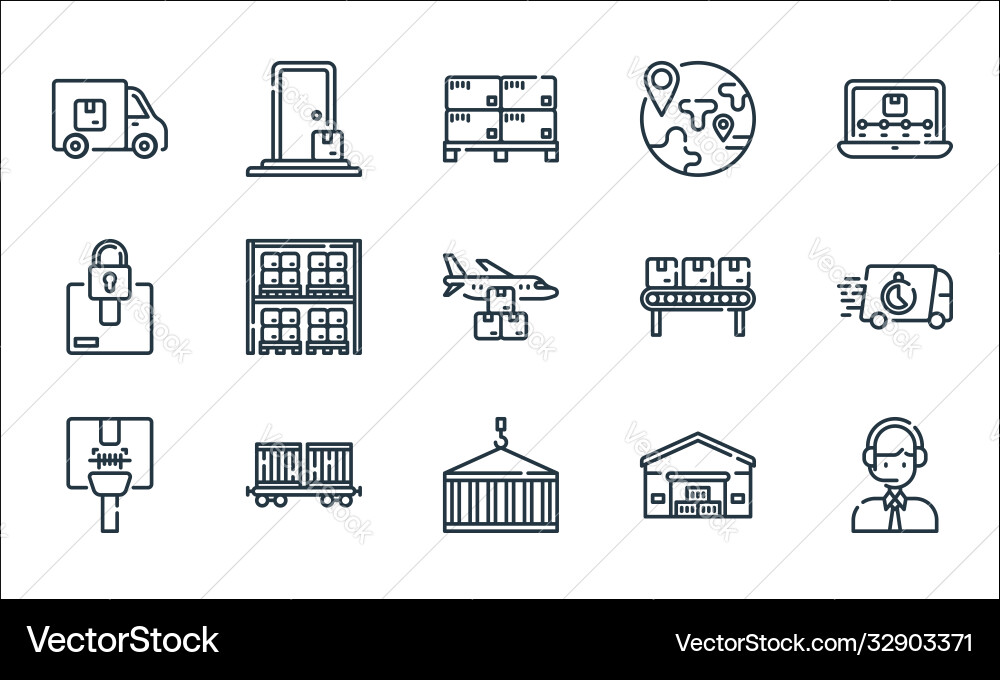 Logistic and delivery line icons linear set Logistic and delivery line icons linear set vector image