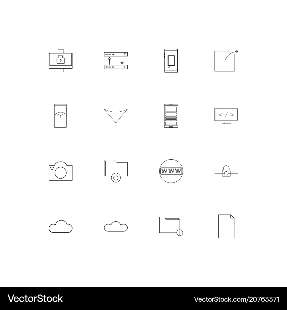 Network and database linear thin icons set vector image