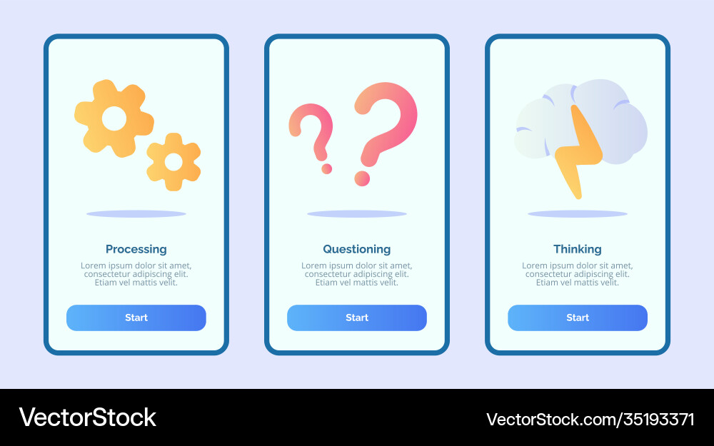 Processing questioning thinking for mobile apps Processing questioning thinking for mobile apps vector image