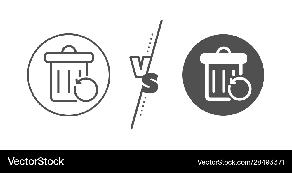 Recovery trash bin line icon backup data sign Vector Image