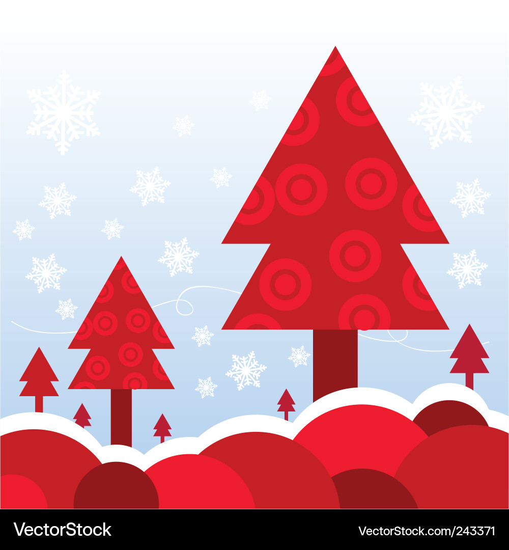 Red Pine Tree Silhouette Vector Image