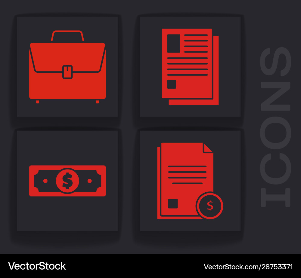 Set finance document briefcase file Vector Image
