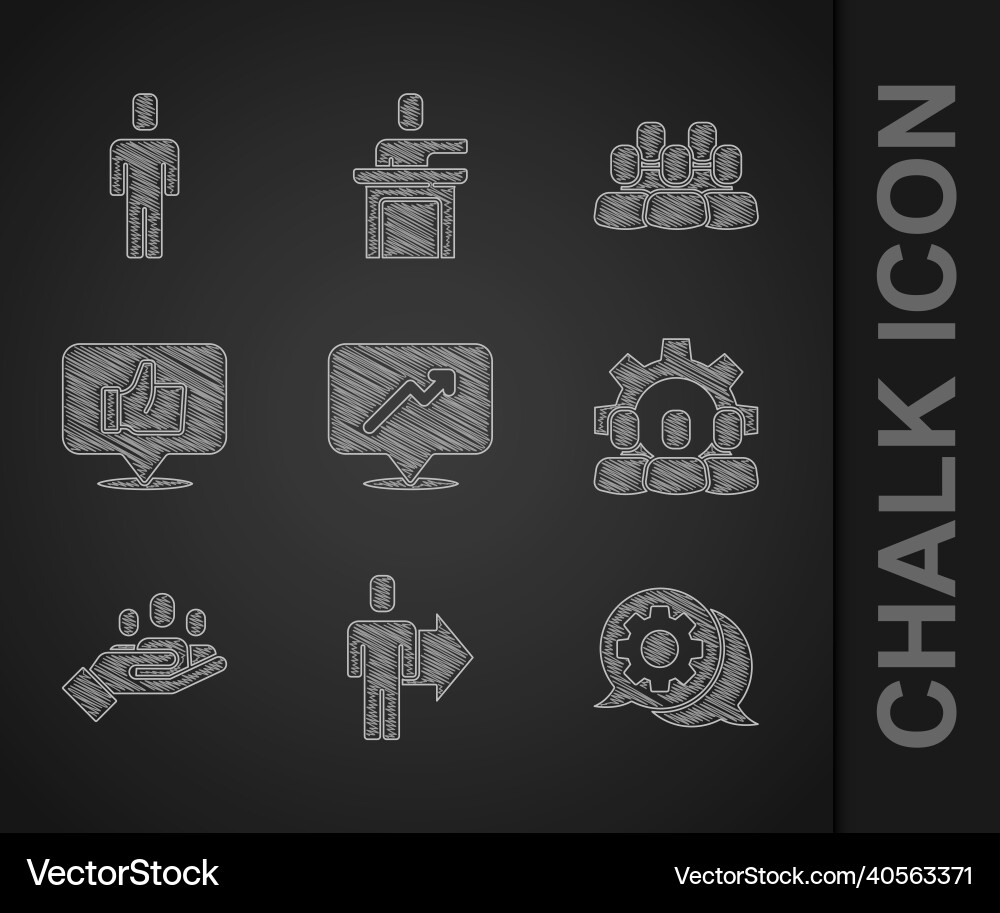 Set graph schedule chart team leader speech vector image