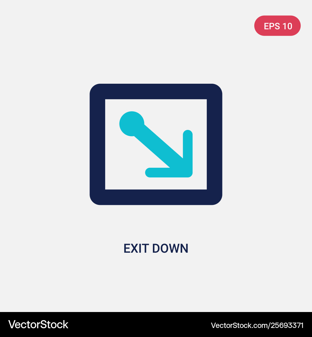 Two color exit down icon from arrows concept vector image