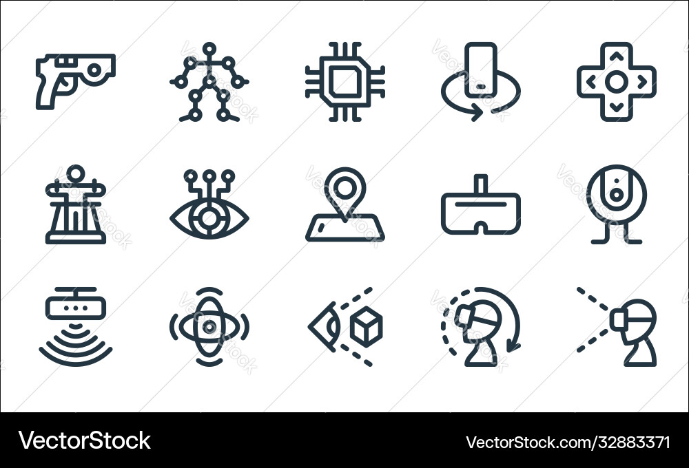 Virtual reality line icons linear set quality Virtual reality line icons linear set quality vector image