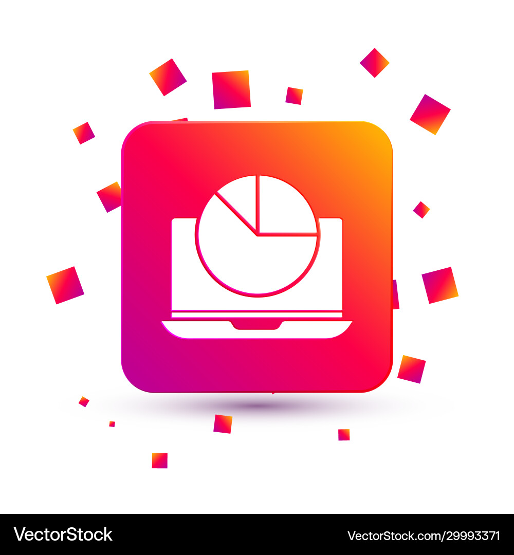 White laptop with graph chart icon isolated White laptop with graph chart icon isolated vector image