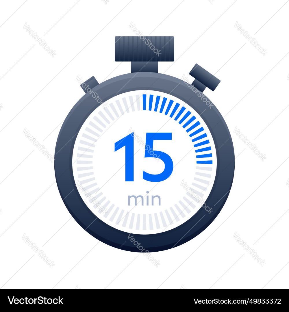 15 min timer and stopwatch icons countdown symbol vector image