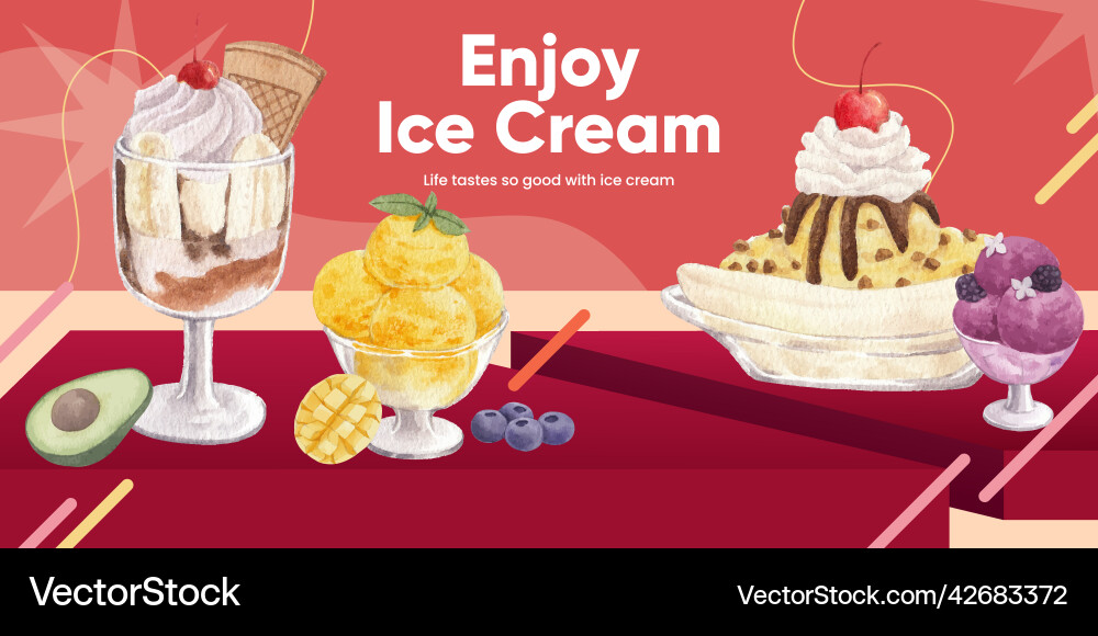 Blog header template with ice cream flavor vector image