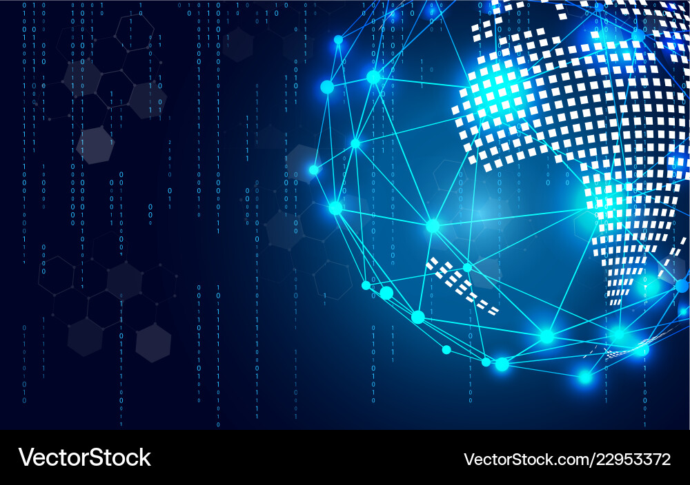 Blue technology circle and computer science Blue technology circle and computer science vector image