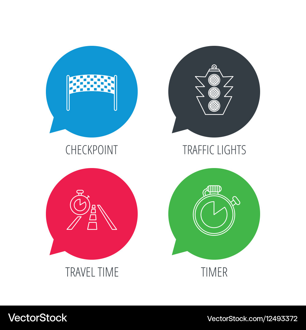 Checkpoint traffic lights and timer icons Vector Image