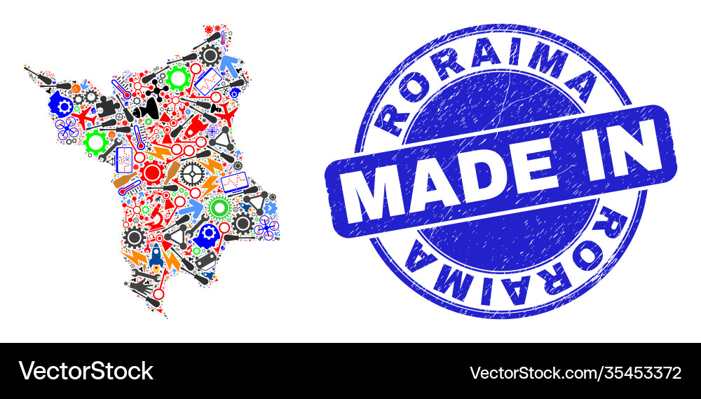 Component collage roraima state map and made Component collage roraima state map and made vector image