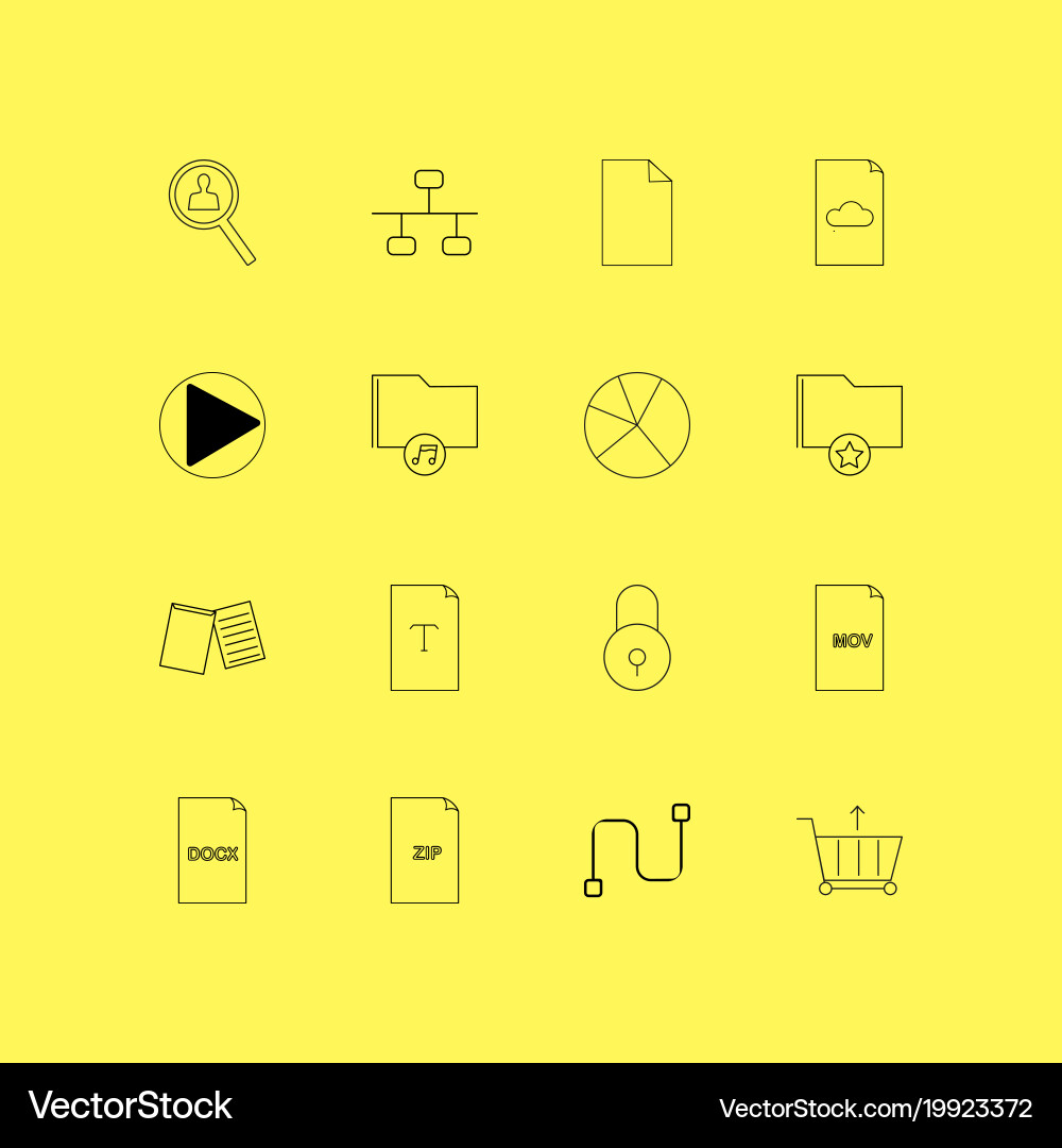 Files and folders linear icon set simple outline vector image