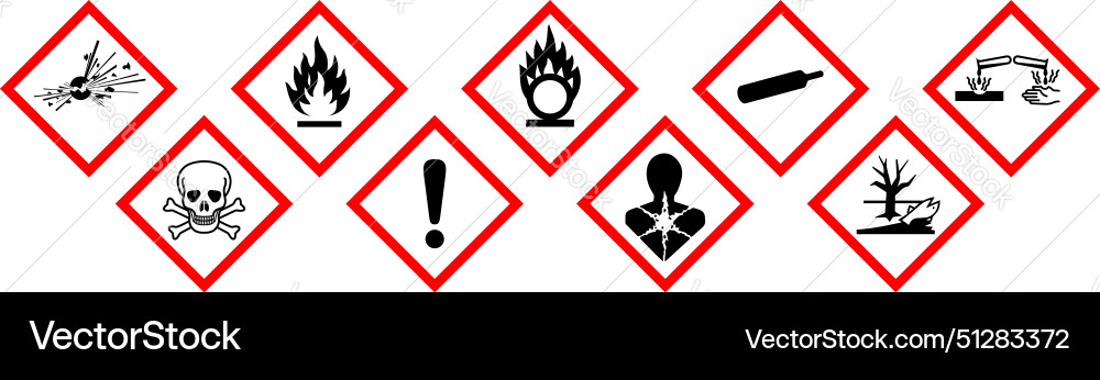 Ghs hazard warning symbol pictograms set vector image