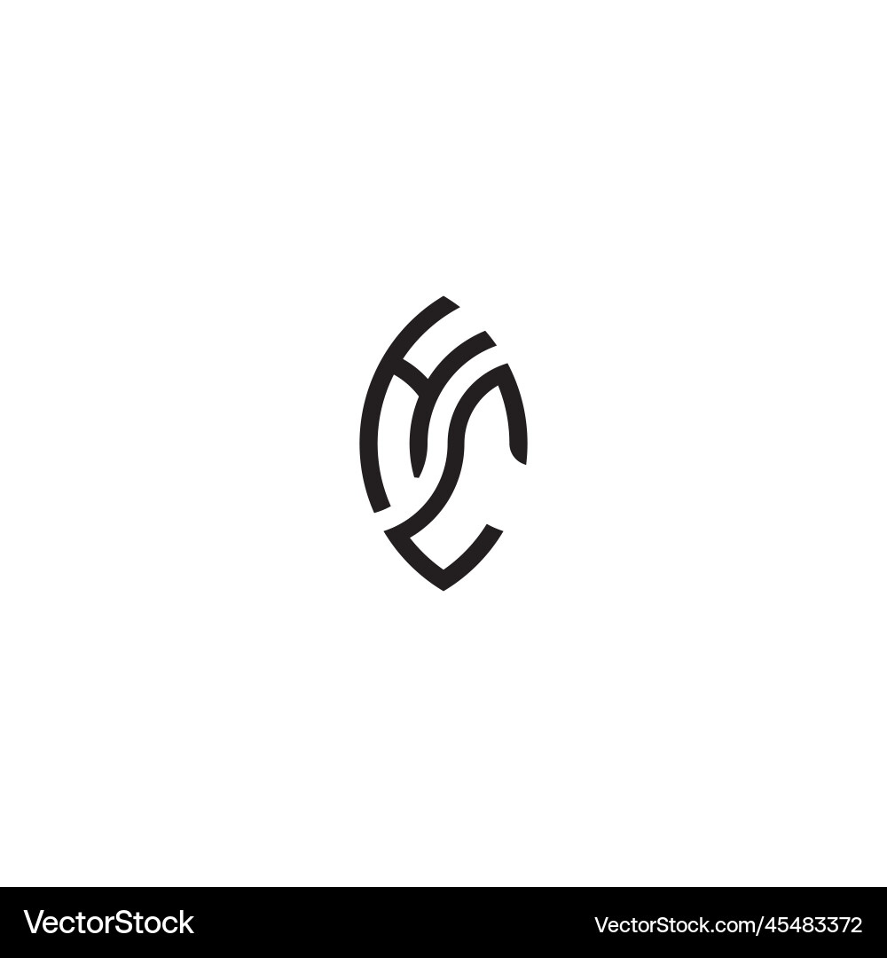 Hc leaf shape line initial concept with high vector image