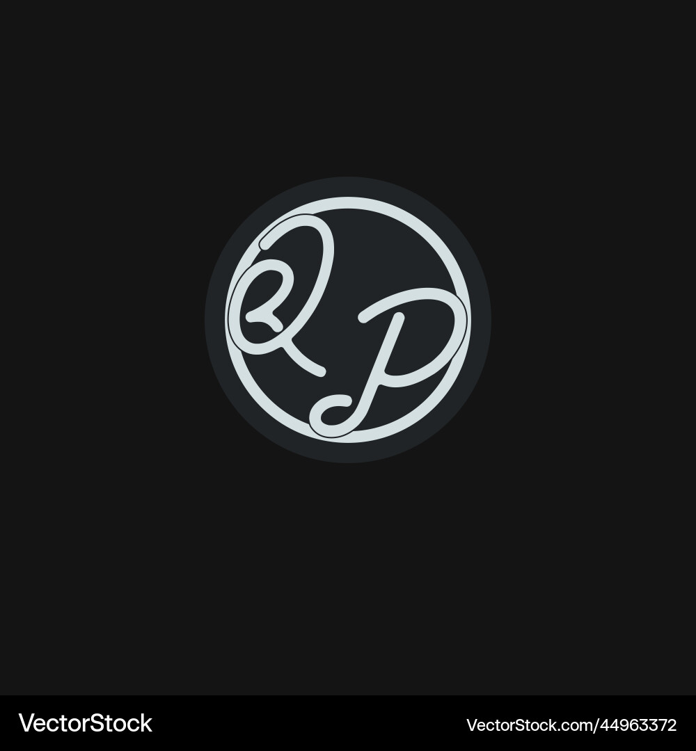 Initials qp logo monogram with simple circle line Initials qp logo monogram with simple circle line Vector Image
