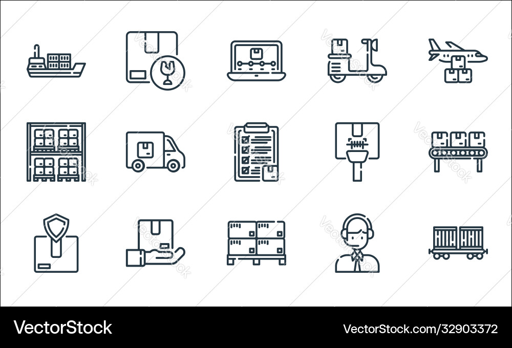 Logistic and delivery line icons linear set Logistic and delivery line icons linear set vector image