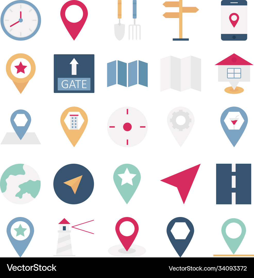 Map and navigation icons can be easily mod vector image