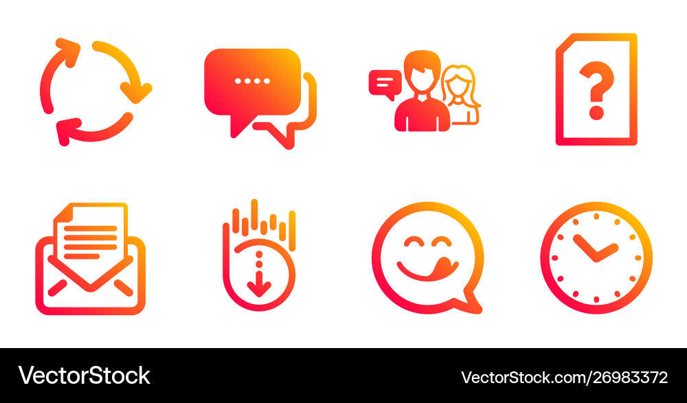 Message yummy smile and scroll down icons set Message yummy smile and scroll down icons set vector image