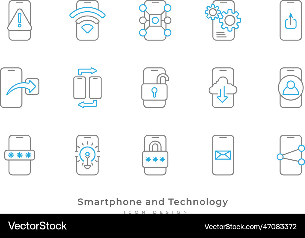 Mobile phone functions and settings icons Mobile phone functions and settings icons vector image