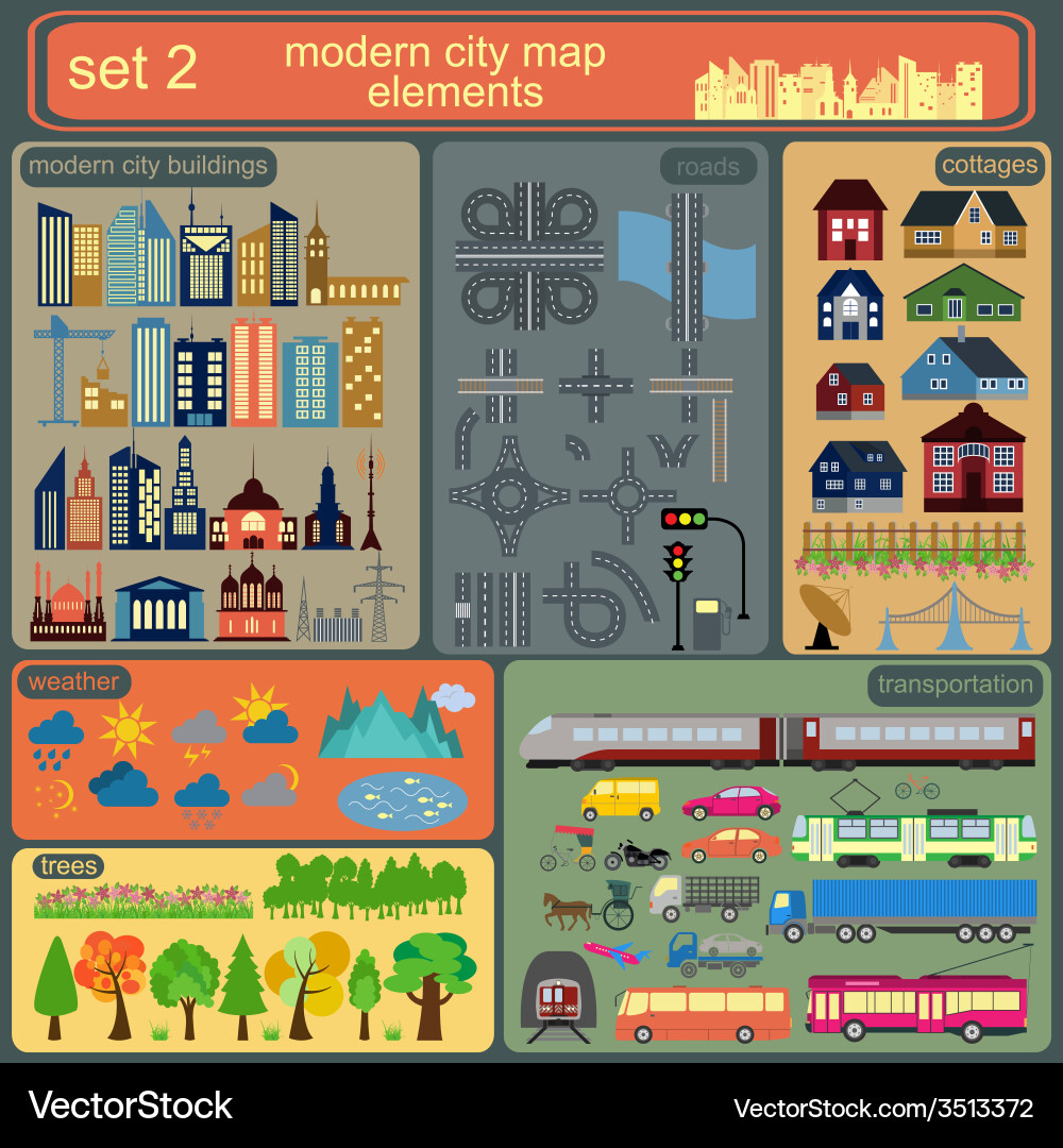 Modern city map elements for generating your own Vector Image