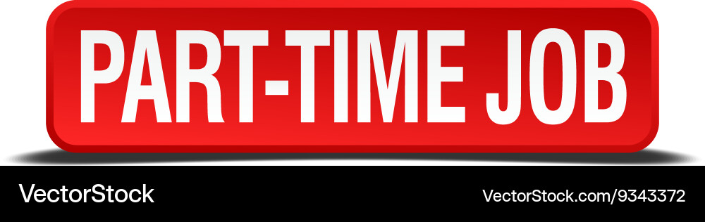 Part-time job red 3d square button isolated vector image