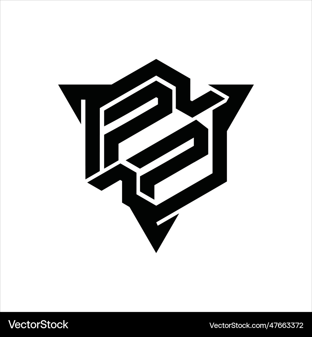 Pp logo monogram hexagon shape with triangle Pp logo monogram hexagon shape with triangle Vector Image