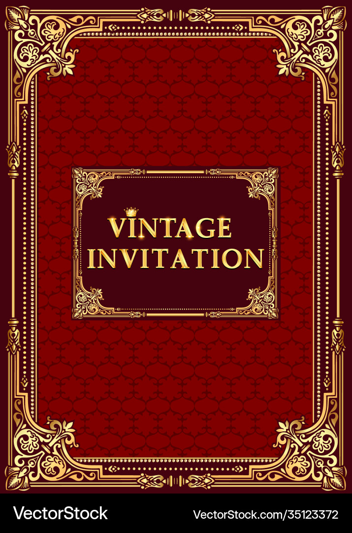 Red background with frame golden pattern Red background with frame golden pattern vector image