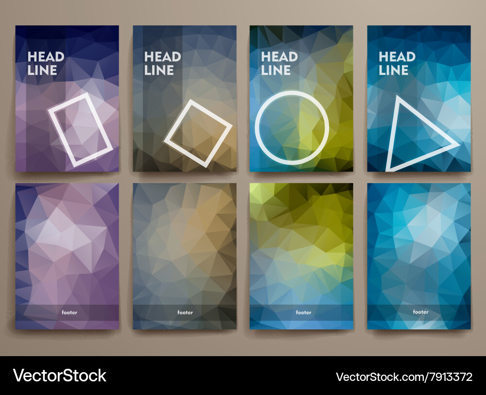 Set of abstract brochures in poligonal style vector image