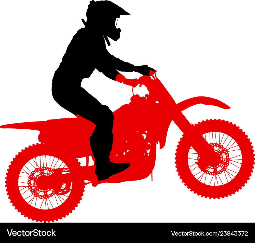 Silhouette of motorcycle rider performing trick Silhouette of motorcycle rider performing trick vector image