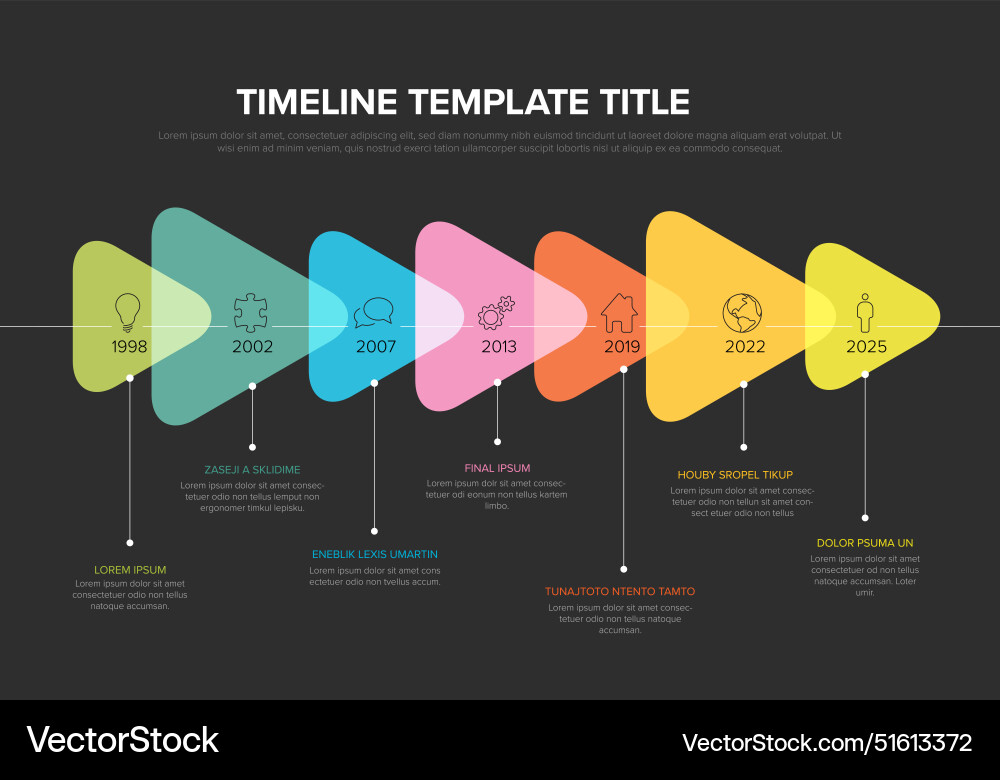 Simple dark overlay timeline graph template Simple dark overlay timeline graph template Vector Image