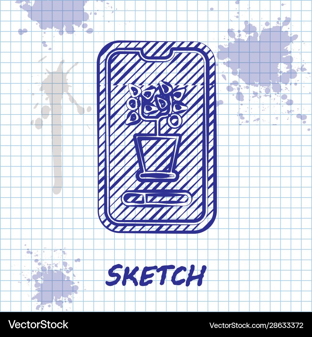 Sketch line smart control farming system mobile Sketch line smart control farming system mobile vector image
