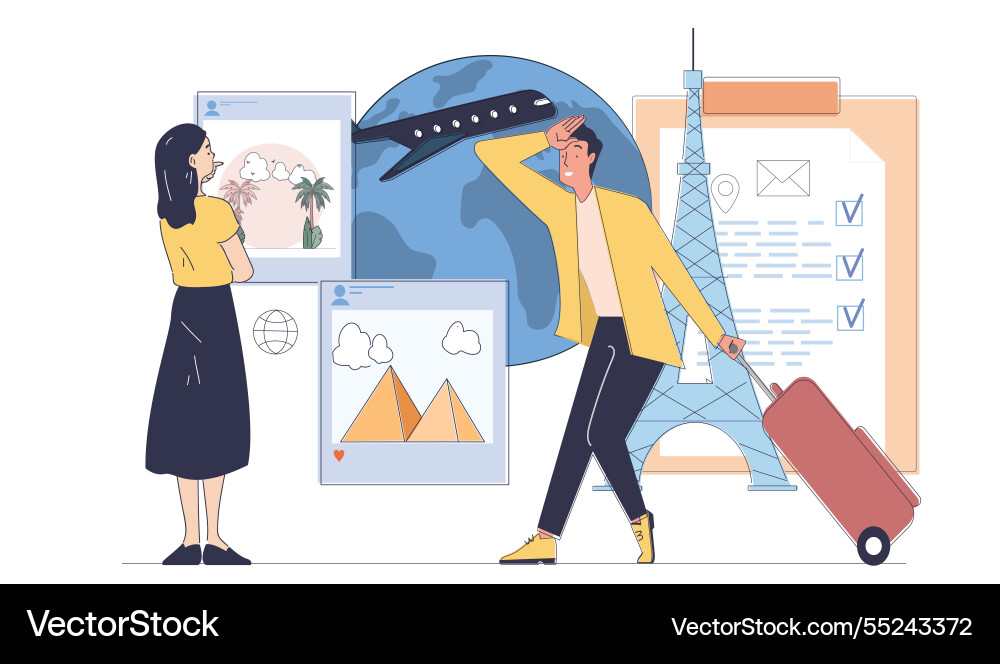 Travel journey planning concept Travel journey planning concept vector image