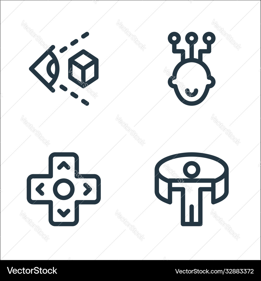 Virtual reality line icons linear set quality Virtual reality line icons linear set quality vector image