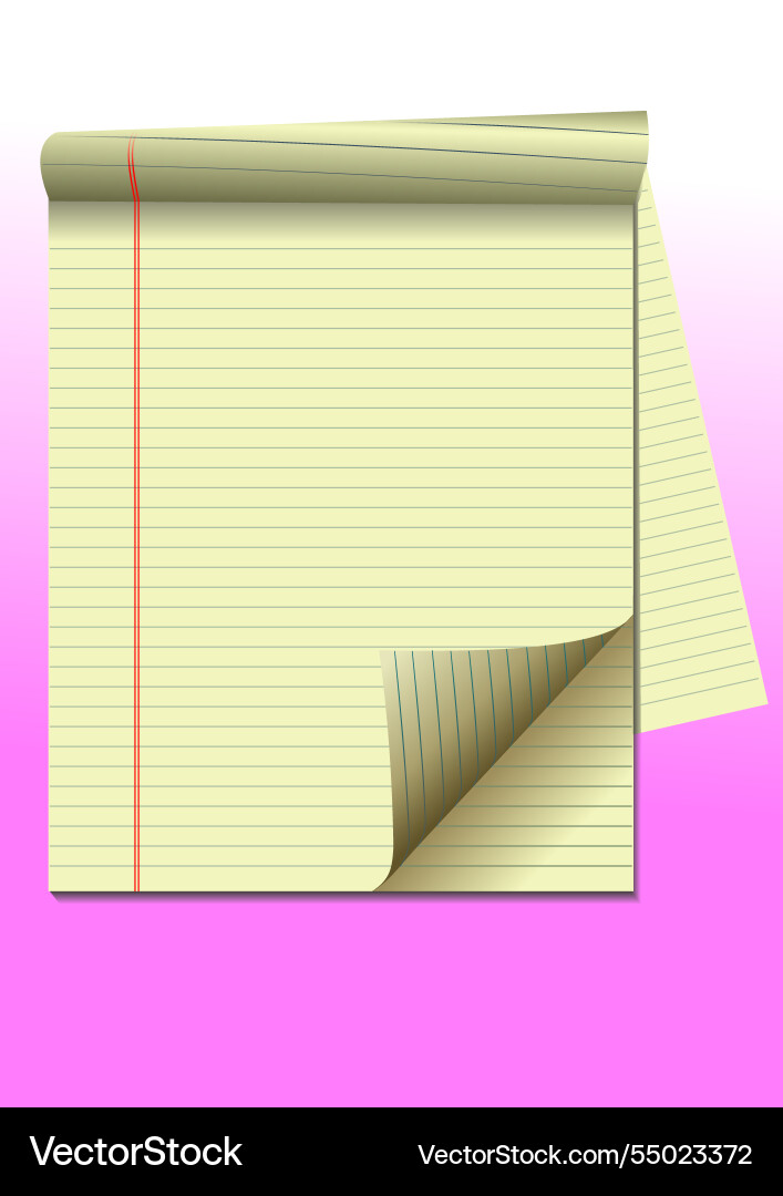 Yellow notepad is showing blank lines for adding vector image