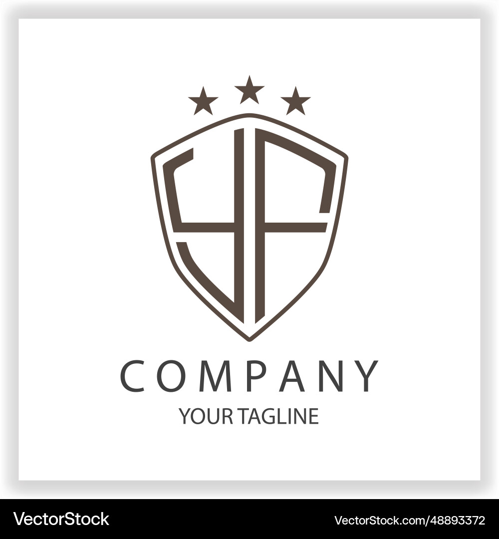 Yf logo monogram with shield shape isolated black Yf logo monogram with shield shape isolated black vector image