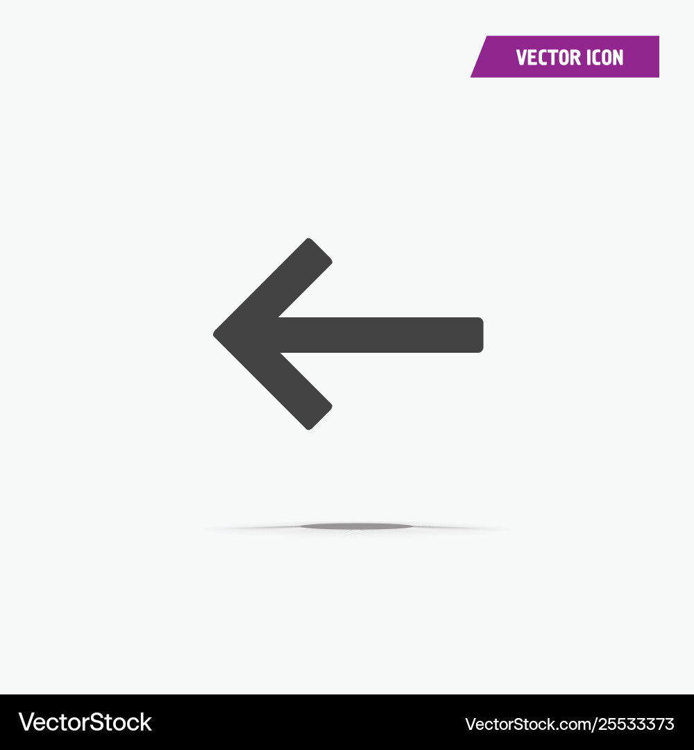 Arrow pointing icon left with shadow vector image