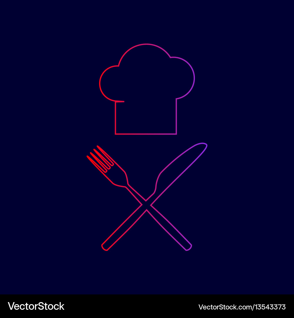 Chef with knife and fork sign line icon Vector Image