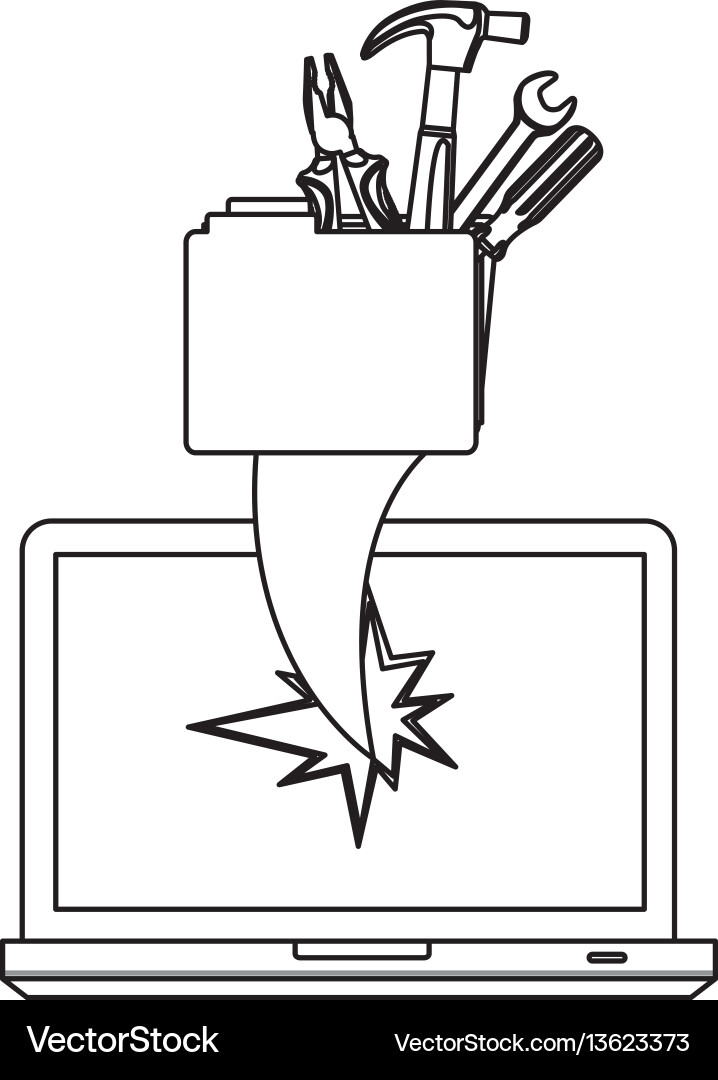 Figure computer file with tools and hole icon vector image
