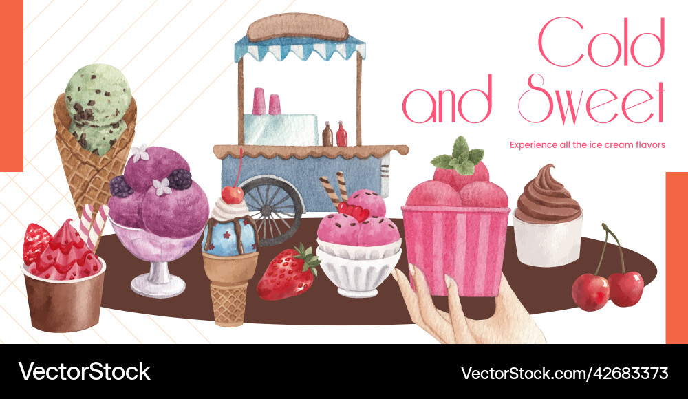 Ice Cream Blog Header Template vector image