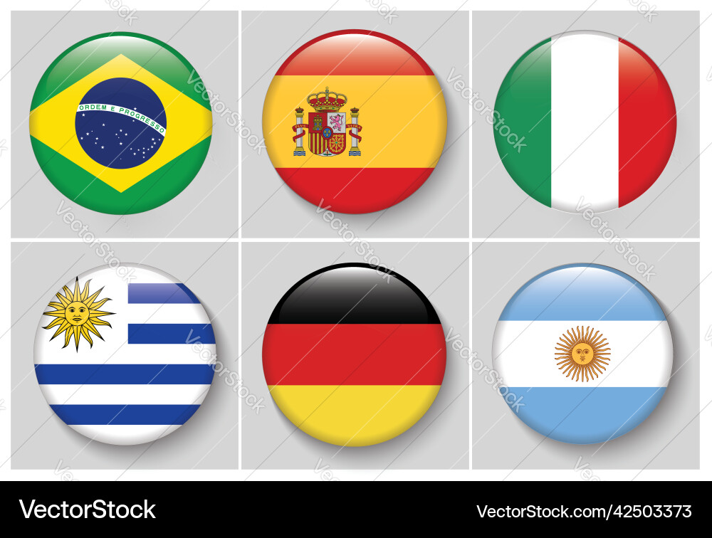 International flag set in circle design element International flag set in circle design element vector image