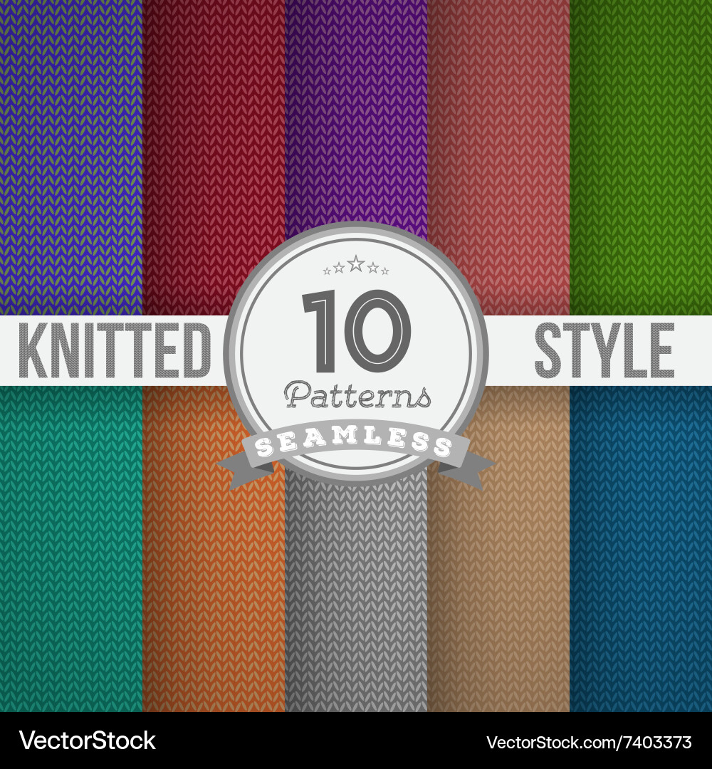 Knitted style seamless pattern set eps10 vector image